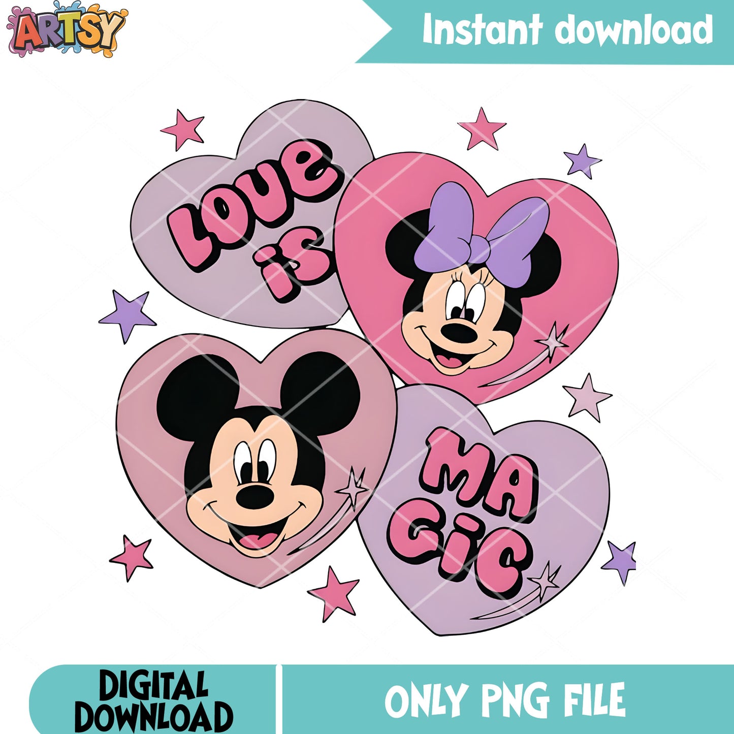 Love is magic mickey minnie png, disney valentine png, mickey mouse png