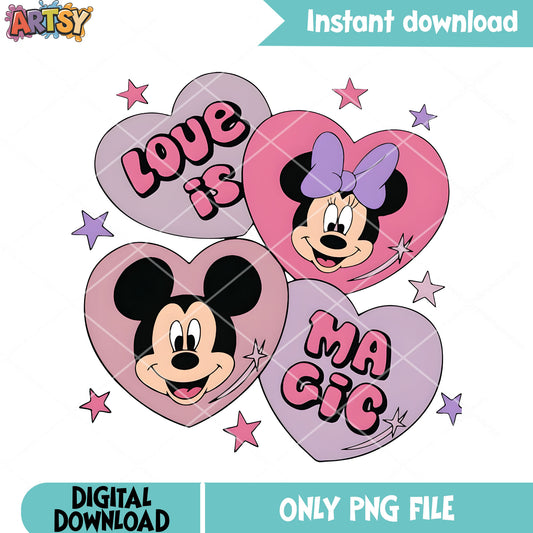 Love is magic mickey minnie png, disney valentine png, mickey mouse png