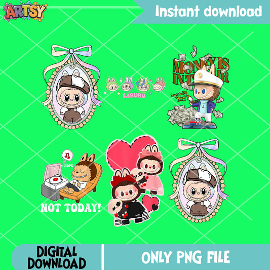Love labubu dolls png bundle, labubu cute png, labubu near me png