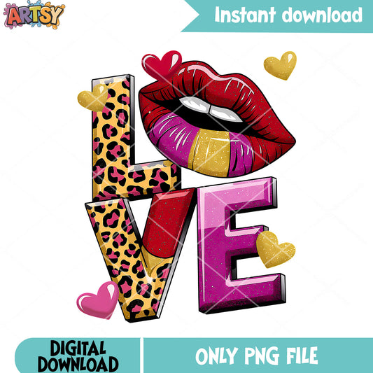 Love leopard valentines png, valentines vibes png, love vibes png