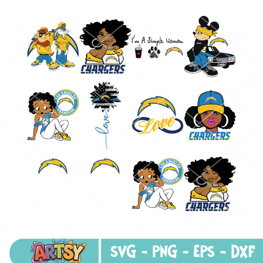 Love los angeles chargers bundle svg, tasmanian devil bundle svg
