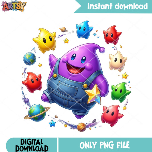 Lovely chibi captain purple png, nintendo games png, super mario galaxy png