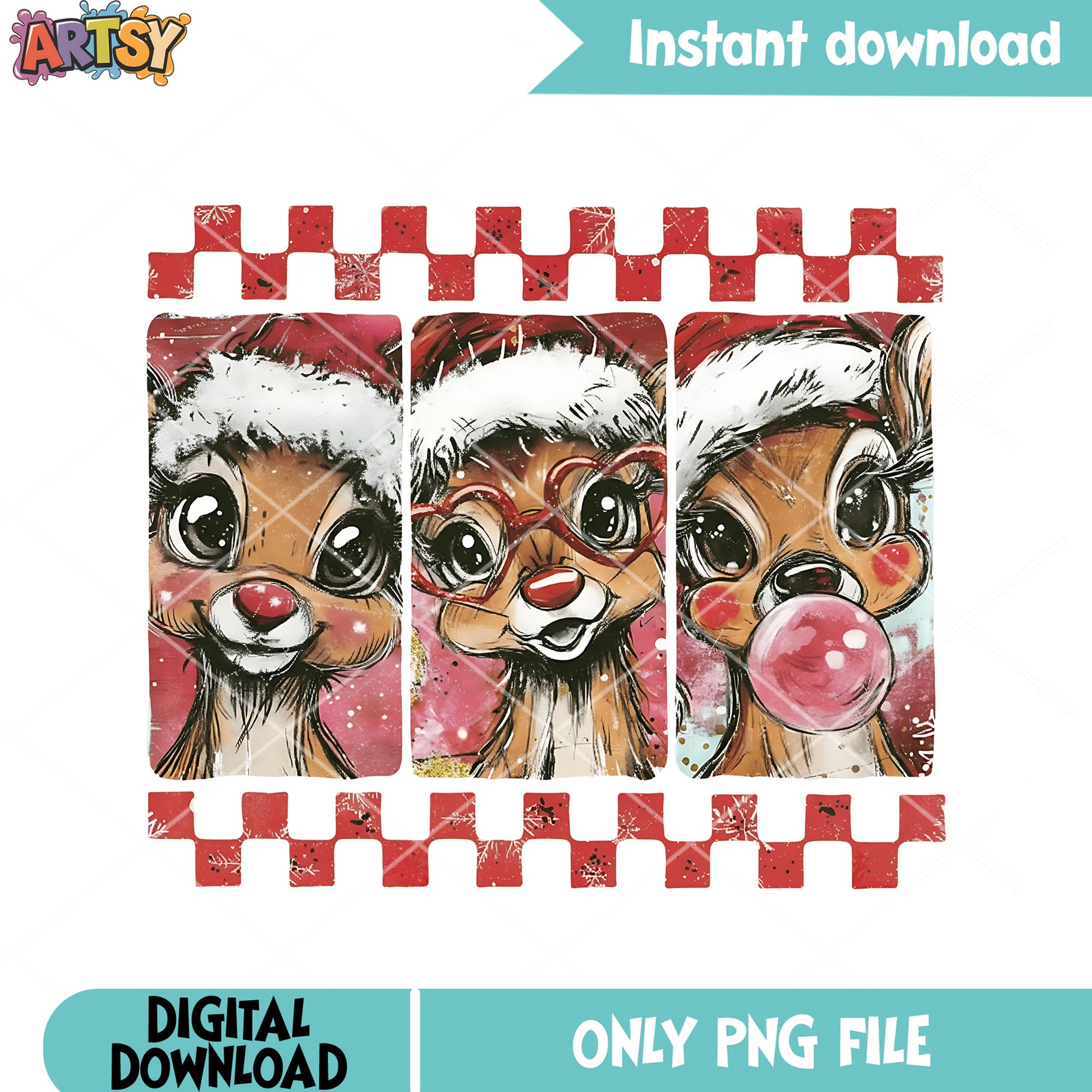 Lovely christmas deer png, rudolph the red nosed reindeer​ png