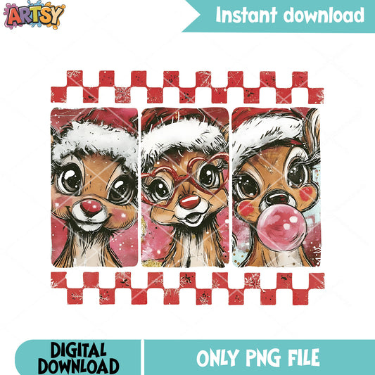 Lovely christmas deer png, rudolph the red nosed reindeer​ png