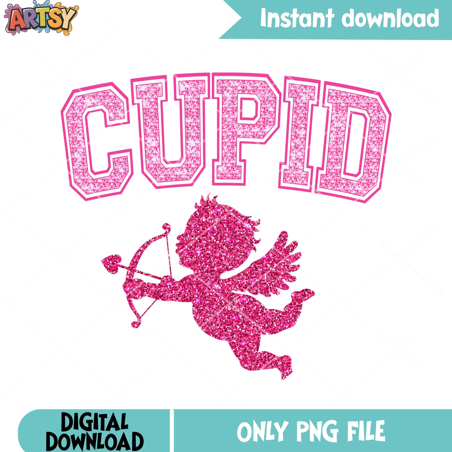 Lovely cupid valentines png, valentines poster png, cupid vibes png