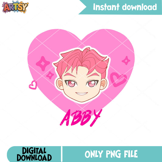 Lovely heart little abby png, abby saja png, love saja boys png