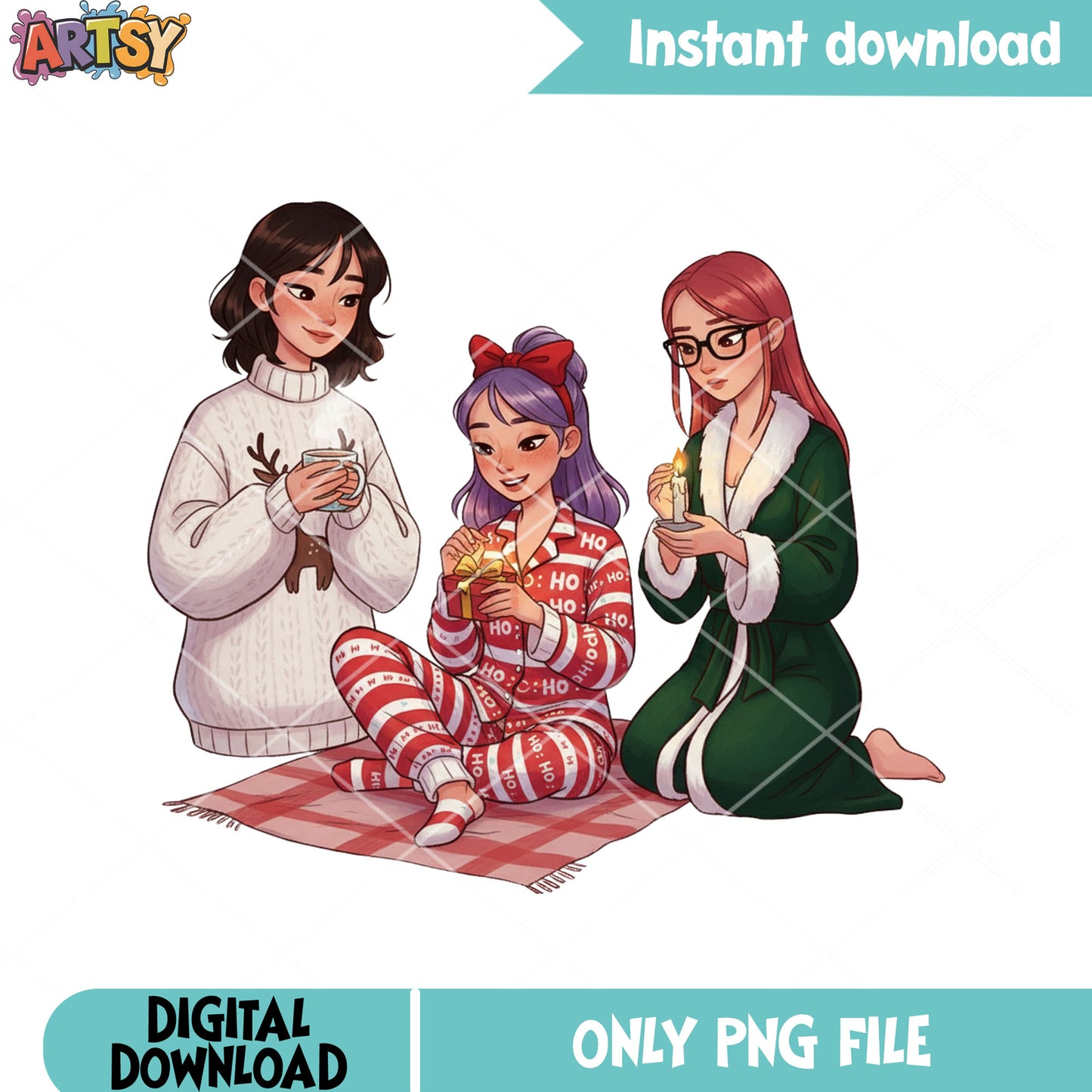 Lovely hutrix picnic christmas png, kpop demon hunters png, christmas png