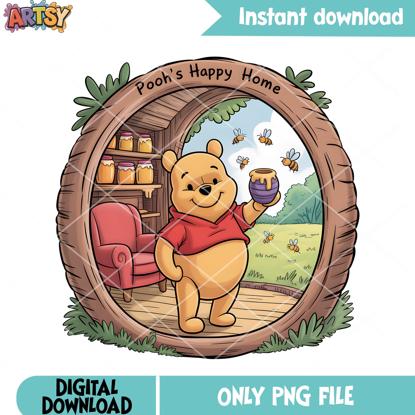 Lovely pooh home honey love png, disney pooh bear png, winnie the pooh png
