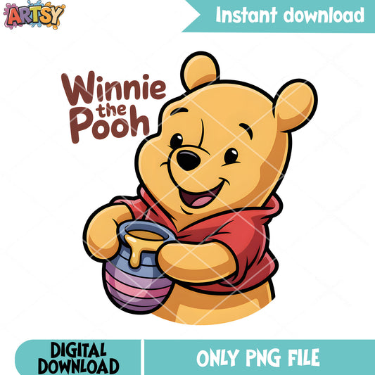 Lovely pooh with honey png, winnie the pooh png, disney pooh png