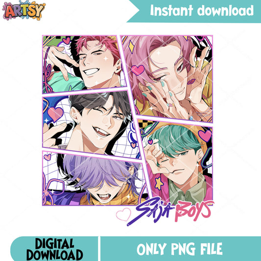 Lovely saja love comics png, saja boys idol png, saja boys band png