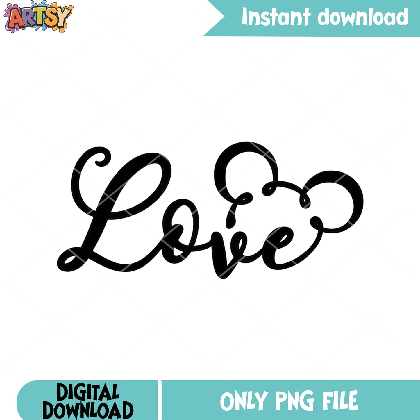 Love mickey disney icon png, love vibes png, valentine poster png