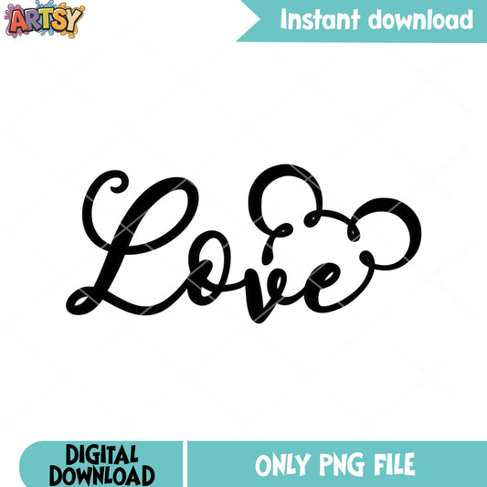 Love mickey disney icon png, love vibes png, valentine poster png