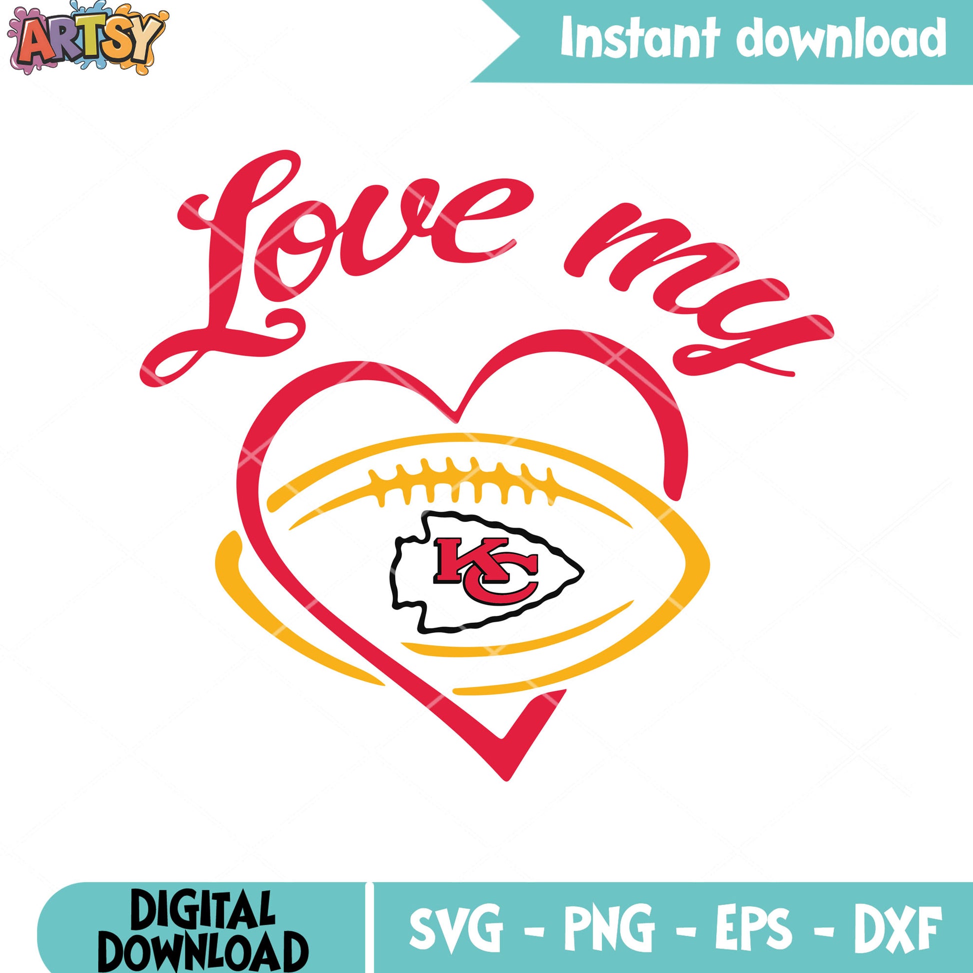 Love my american football ball svg, kansas city chiefs svg, nfl svg