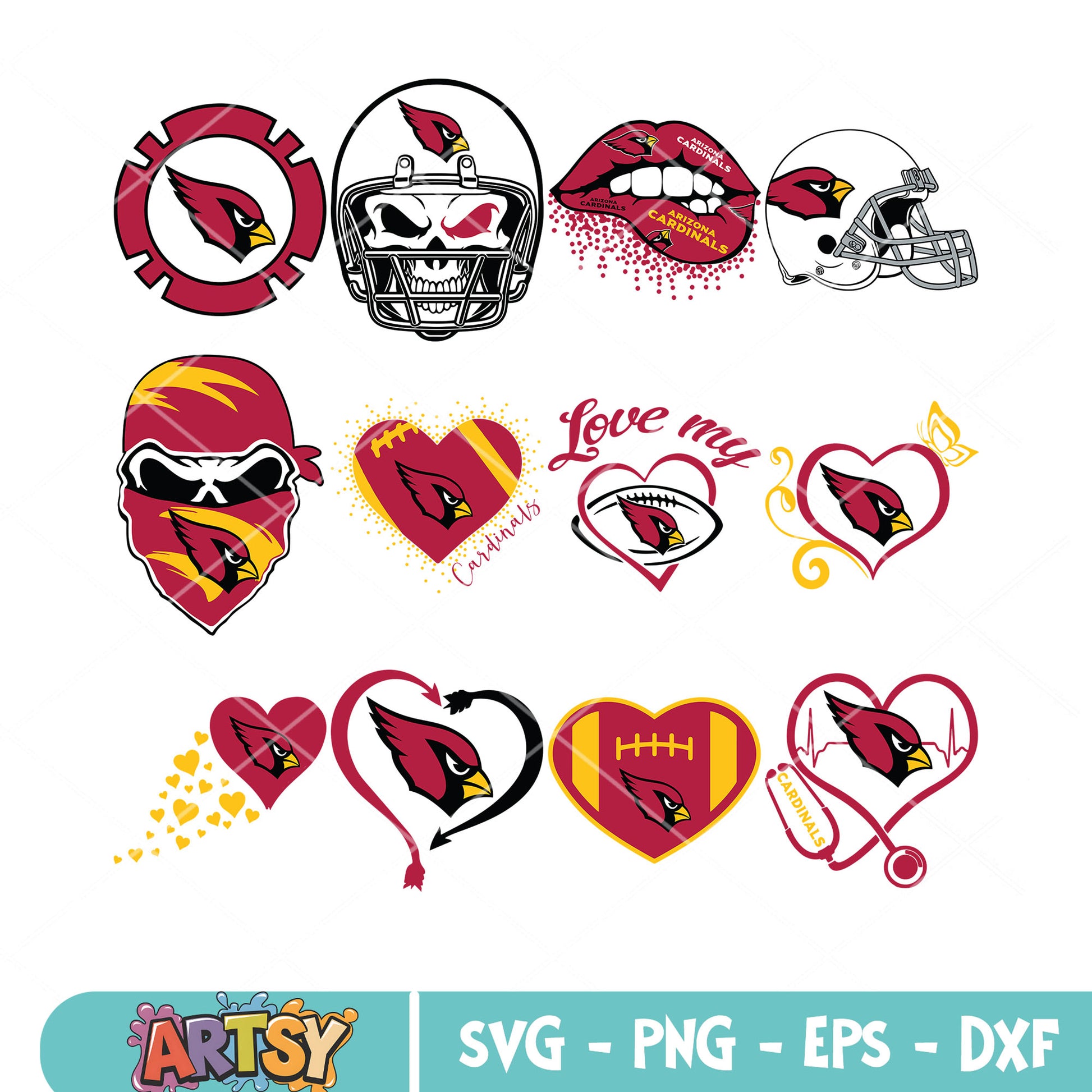 Love my cardinal bundle svg, arizona cardinals bundle svg, skull bundle svg