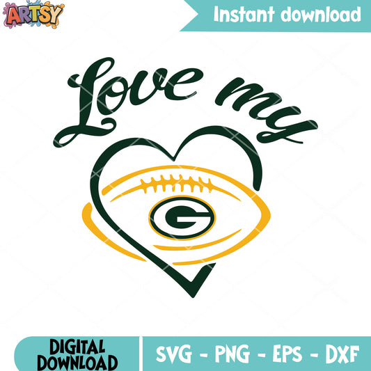 Love my pigskin ball svg, Green Bay Packers svg, nfl teams svg