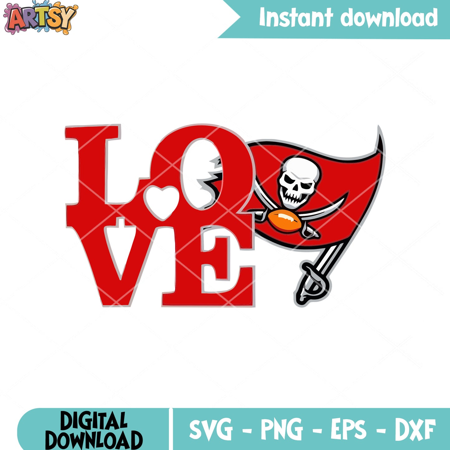 Love pirates flag svg, buccaneers svg, nfl football team svg