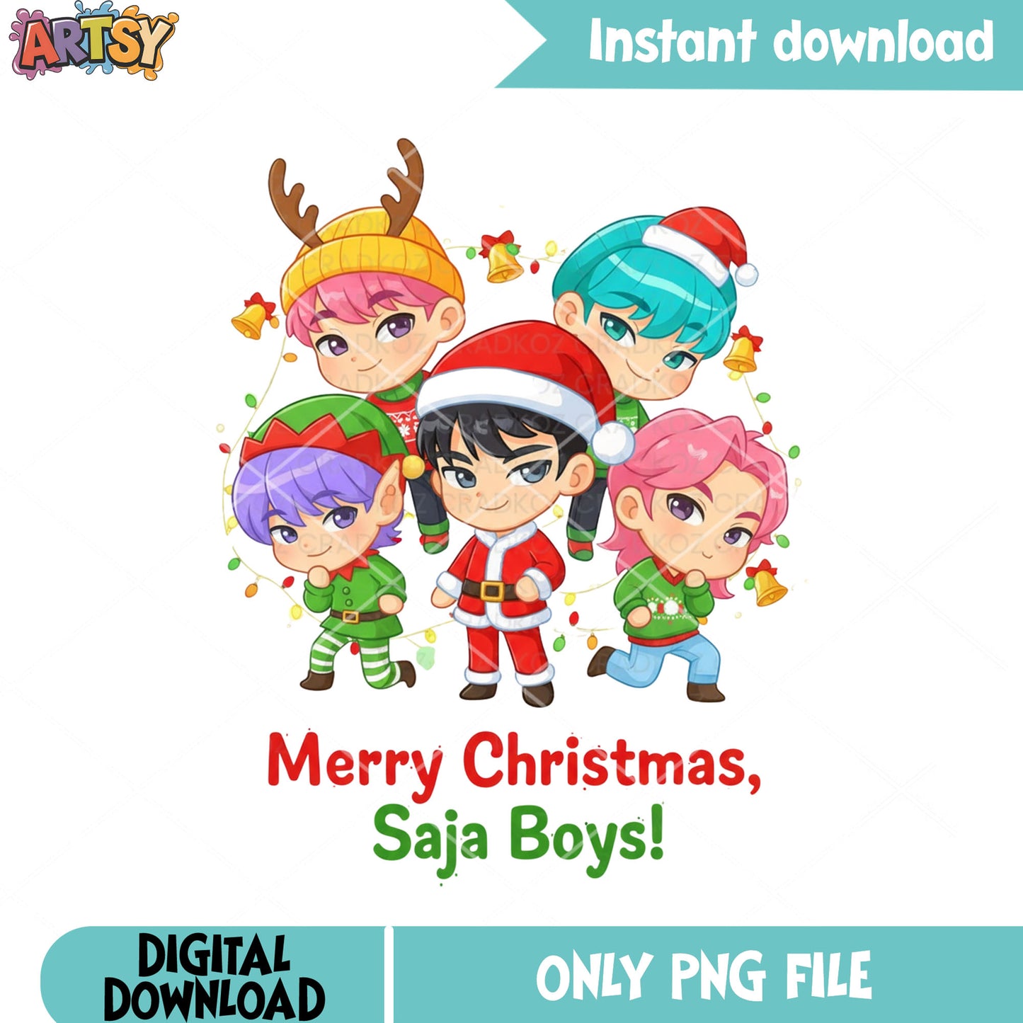 Love saja christmas png, romance saja boys png, kpop demon hunters png