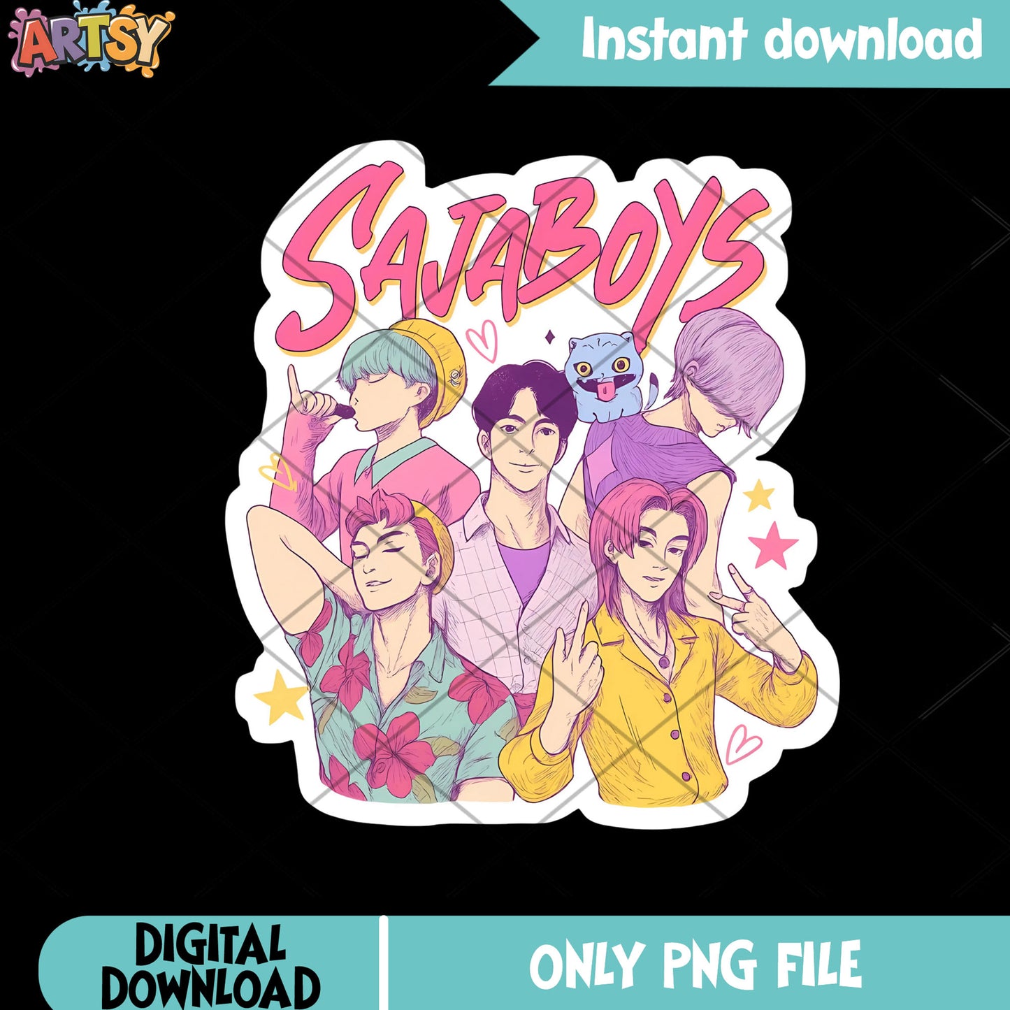 Love the saja sticker png, kpop demon hunters png, jinu saja boys png
