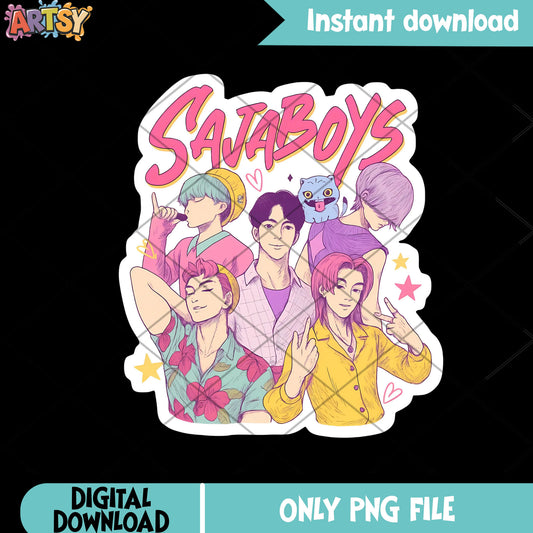 Love the saja sticker png, kpop demon hunters png, jinu saja boys png
