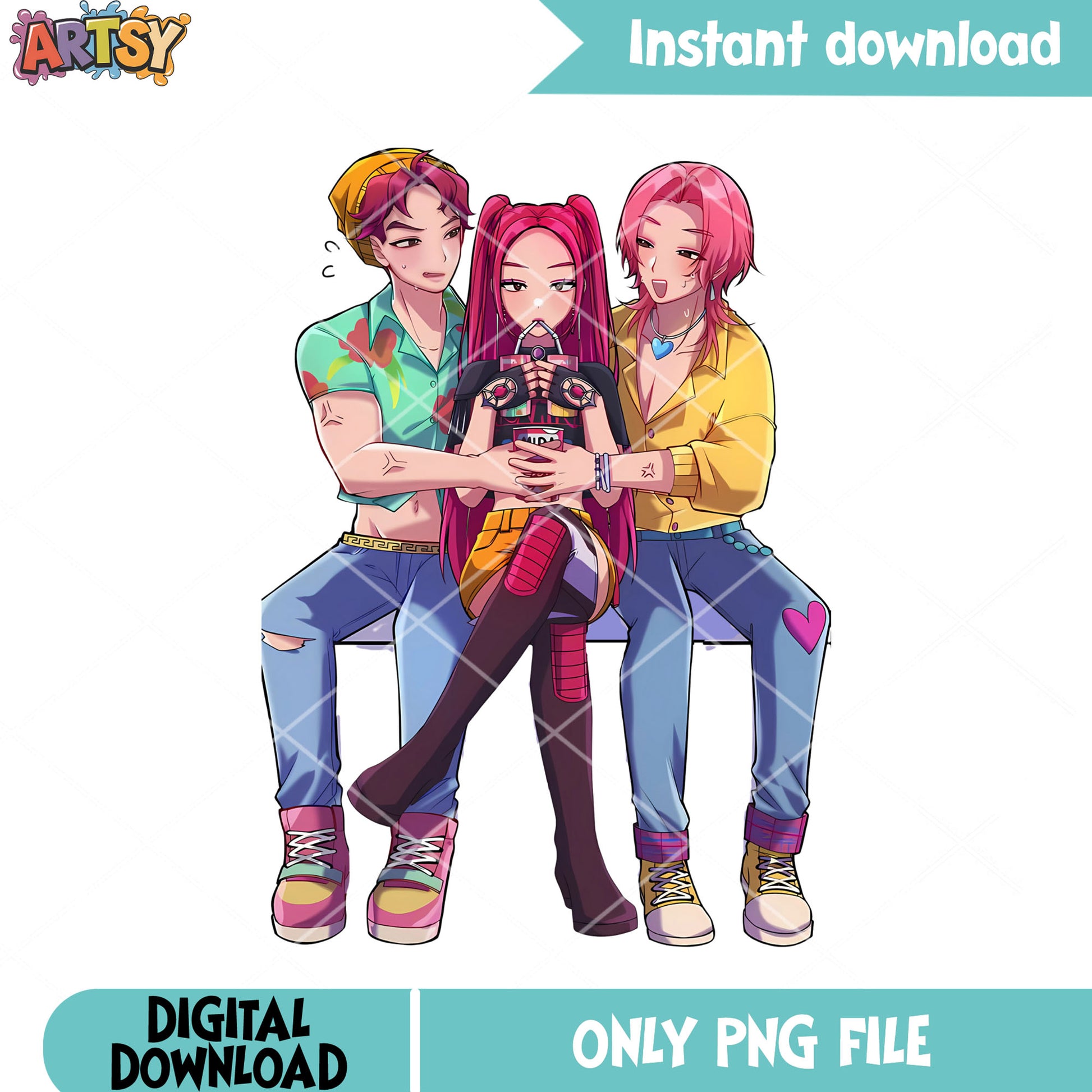 Love triangle huntrix team png, miromabby png, demon hunters kpop png