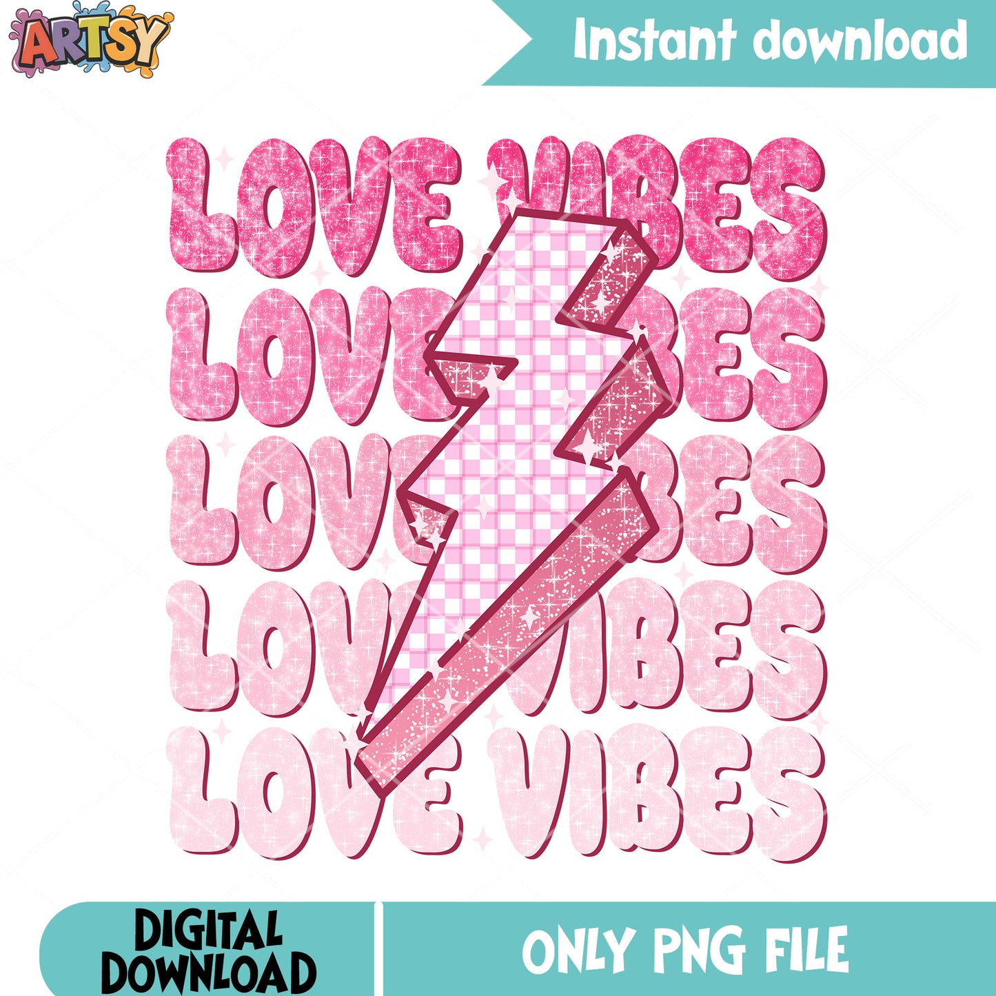 Love vibes lightning png, valentines gifts png, valentines poster png