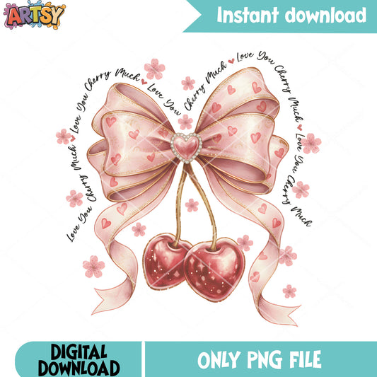 Love you very much valentine png, valentine bow png, valentines day png