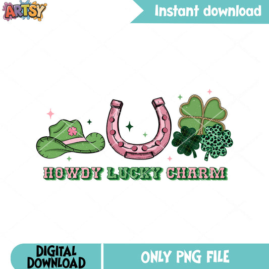 Lucky charm for cowboy png, happy st patricks day png, lucky patricks png
