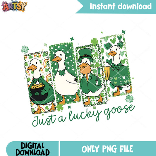 Lucky goose png  st. patrick_s day png  green festive animals png