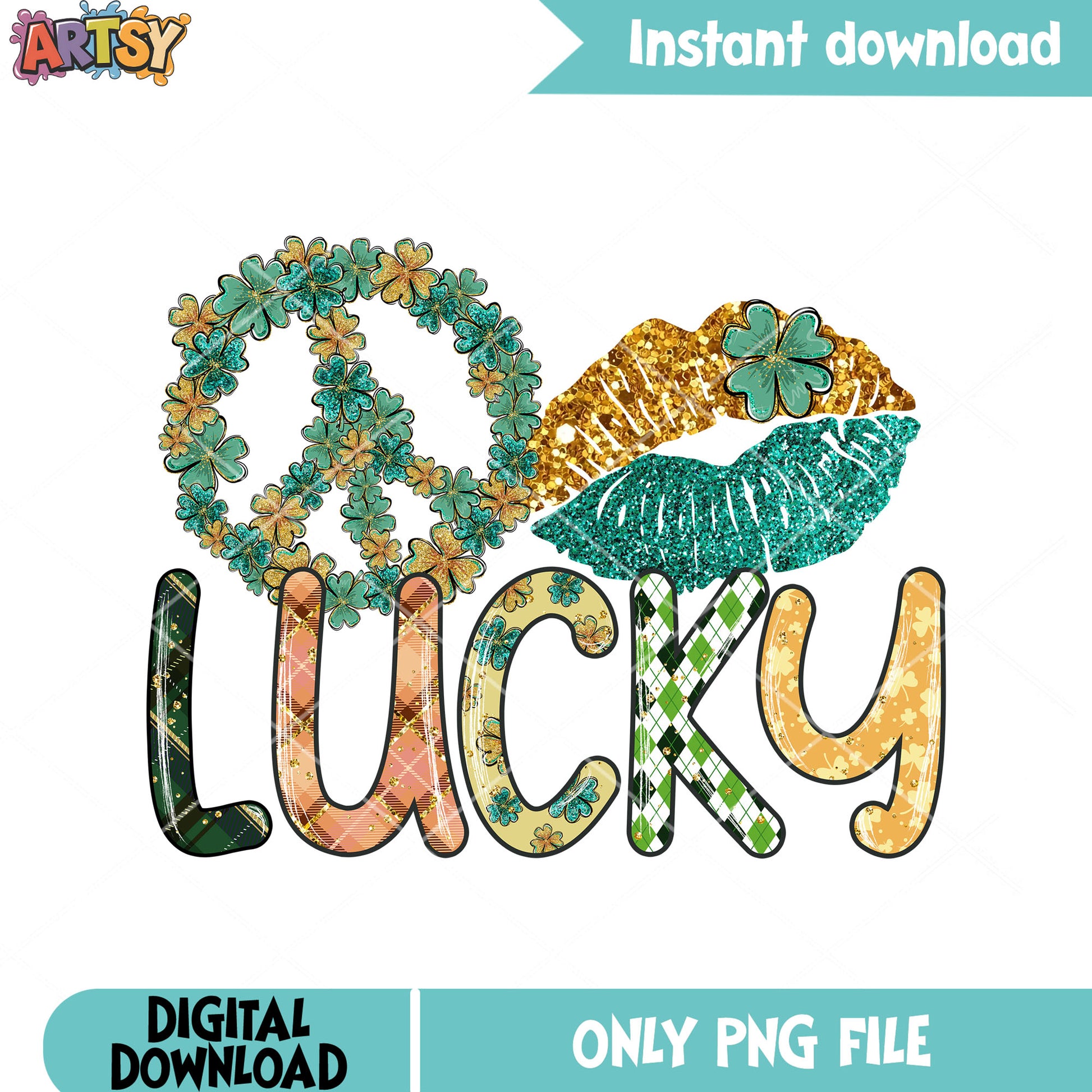 Lucky lips sign poster png, lucky vibes png, saint patrick day png