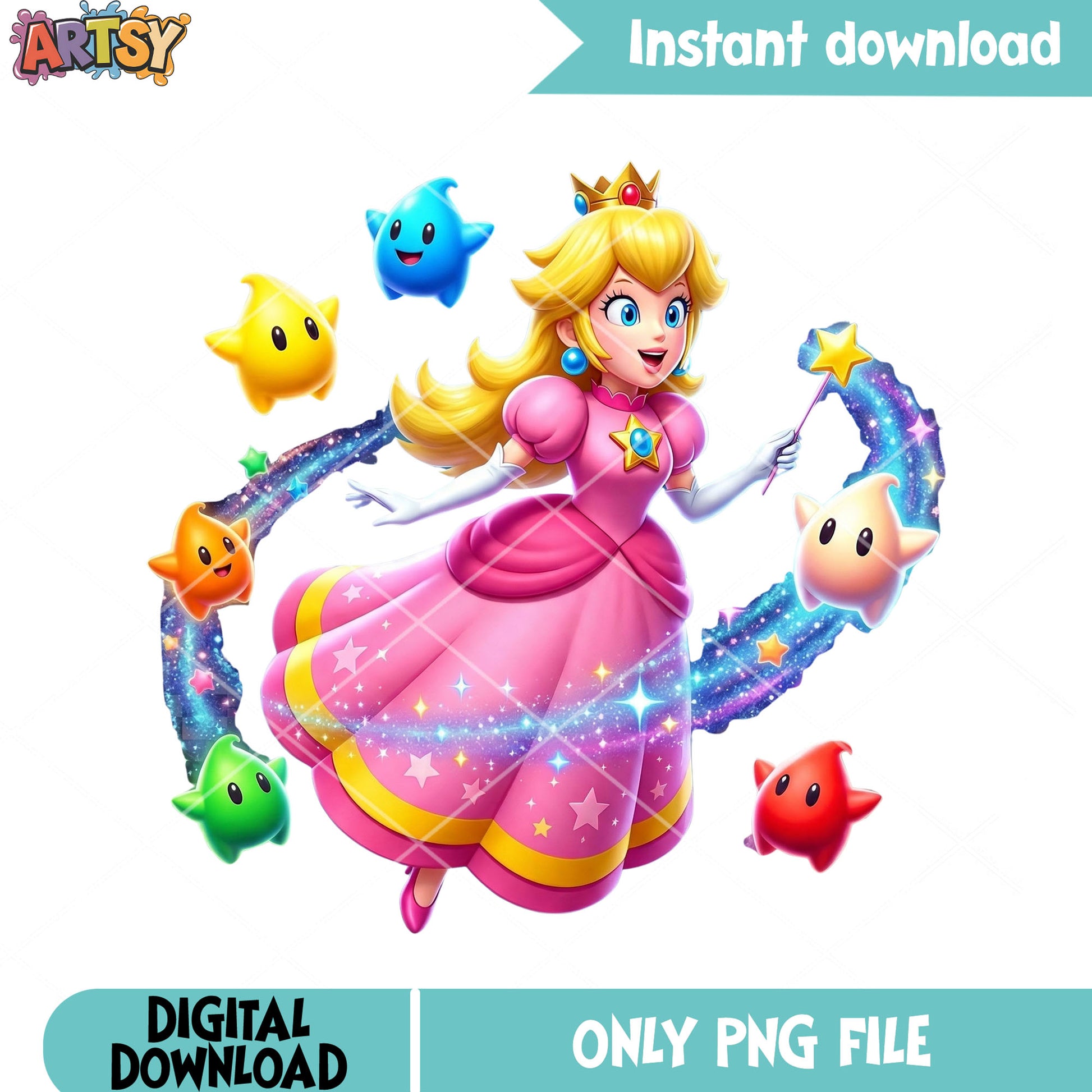 Luma princess peach mario png, peach princess png, mario poster png