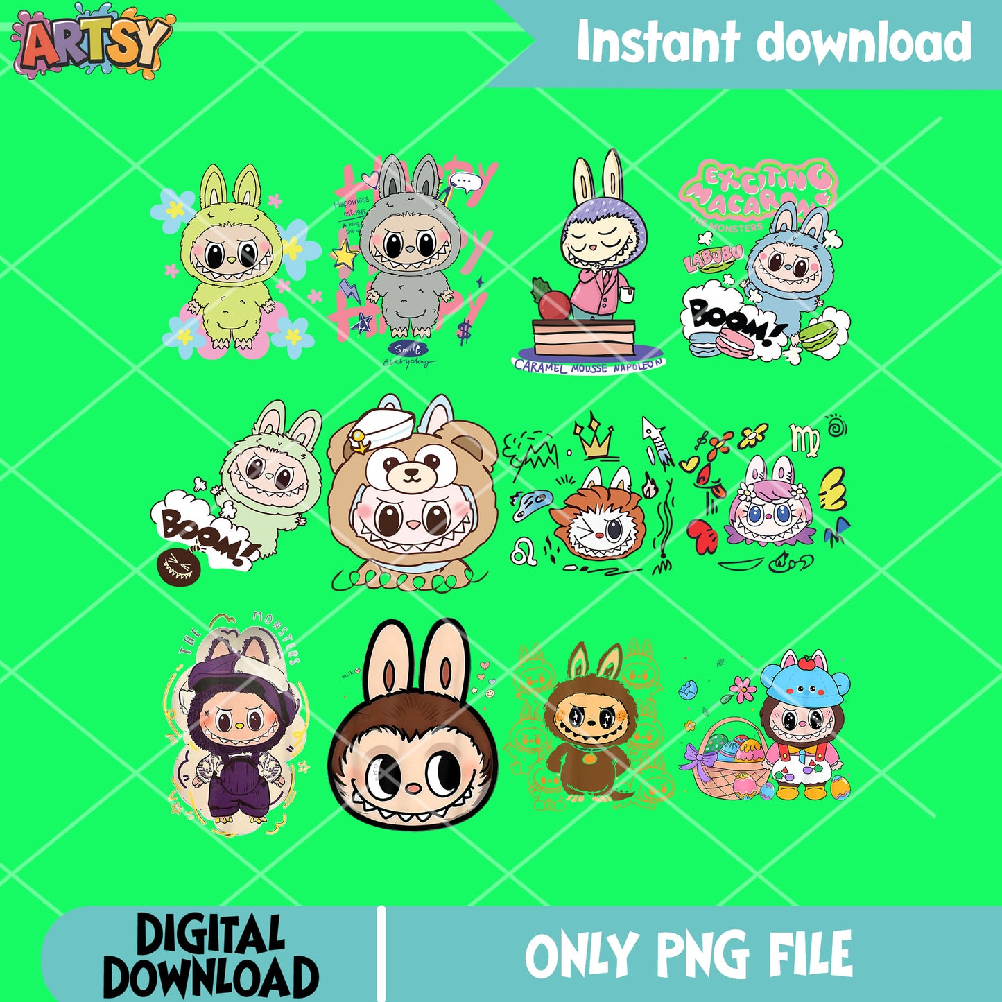 Macaron labubu png bundle, labubu popmart png, labubu near me png