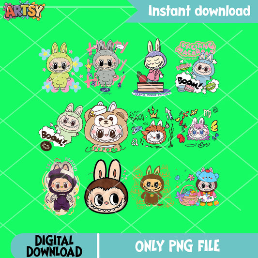 Macaron labubu png bundle, labubu popmart png, labubu near me png