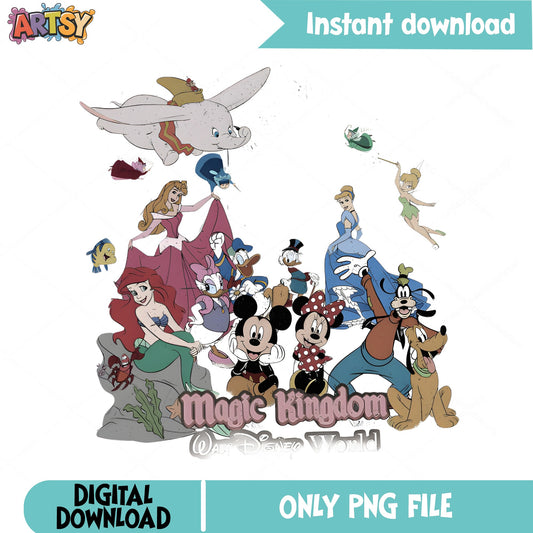 Magic Kingdom Disney Characters PNG, Disney World PNG, Mickey PNG