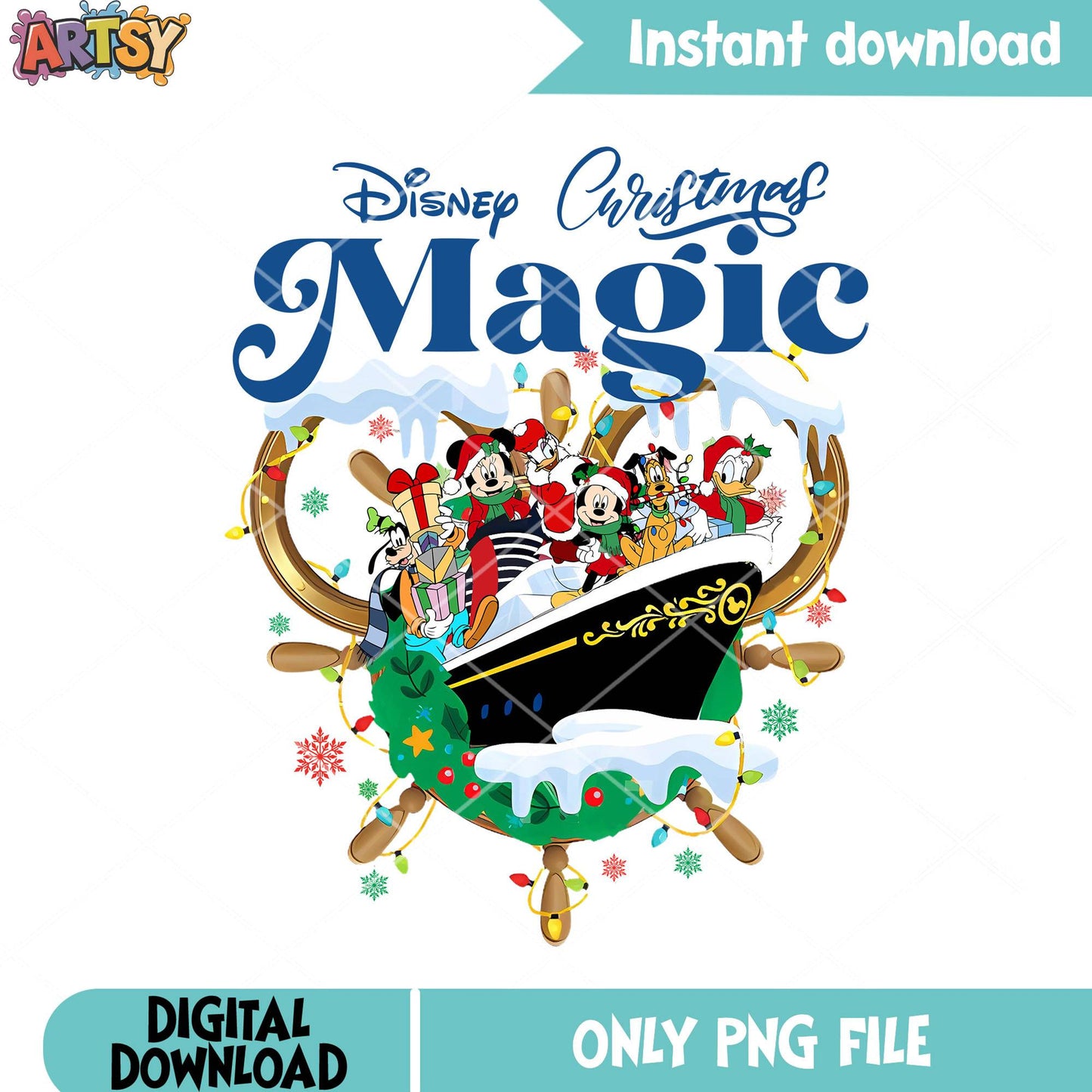 Magic cruise christmas png, disney trip png, mickey and friends png