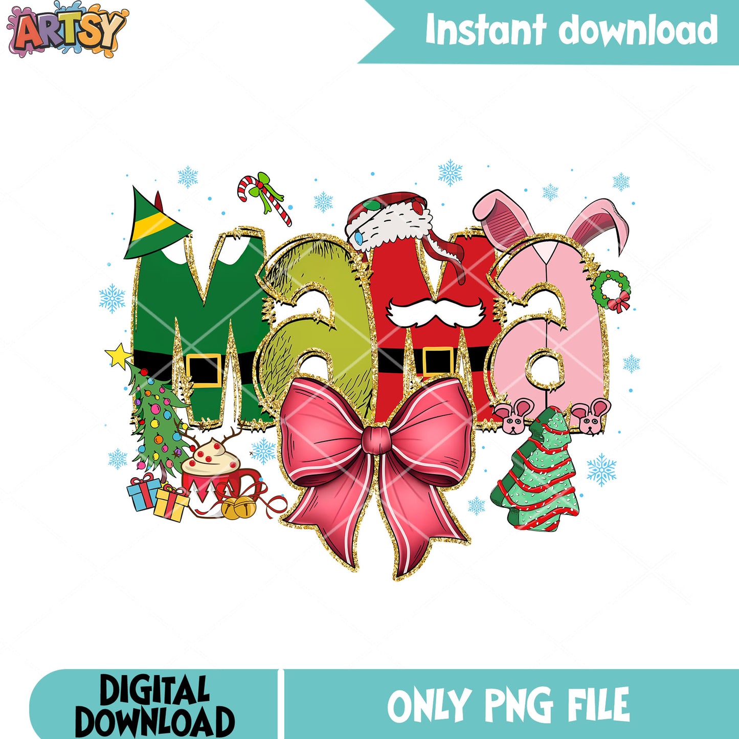 Mama christmas gifts png, merry christmas png, merry xmas png