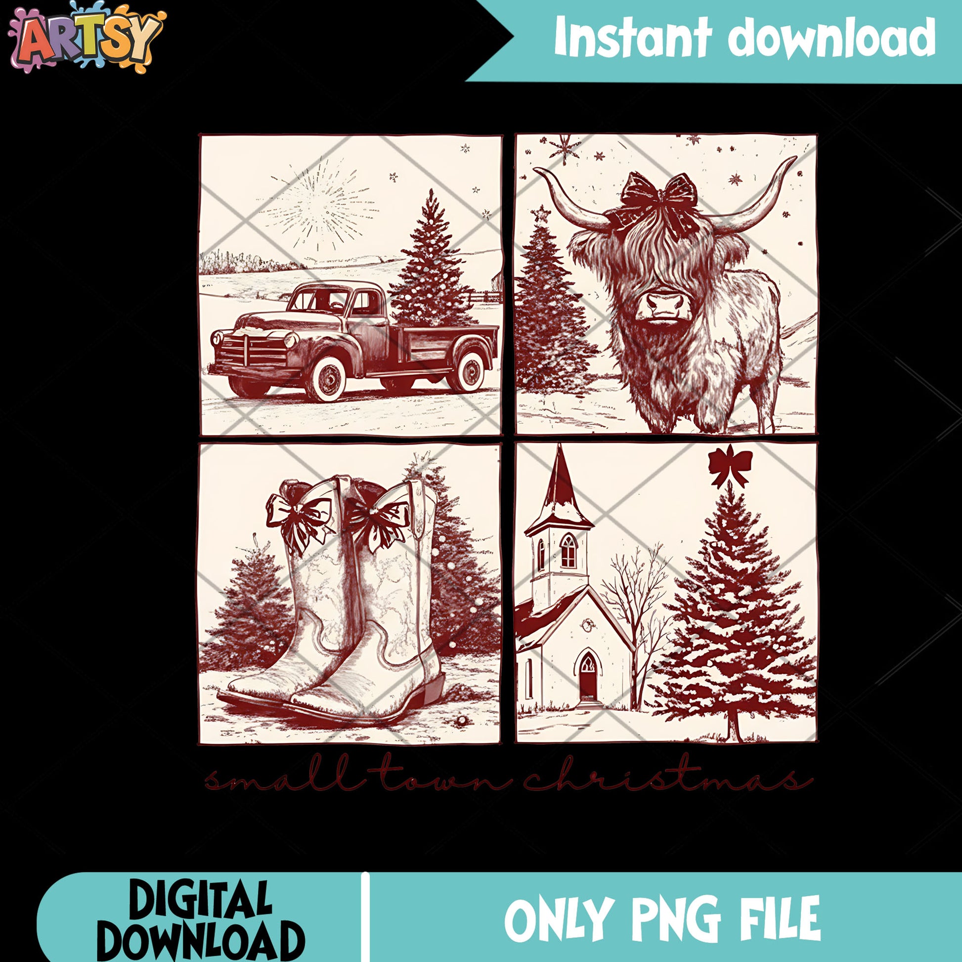 Maple tree for christmas png, christmas church png, christmas decor png