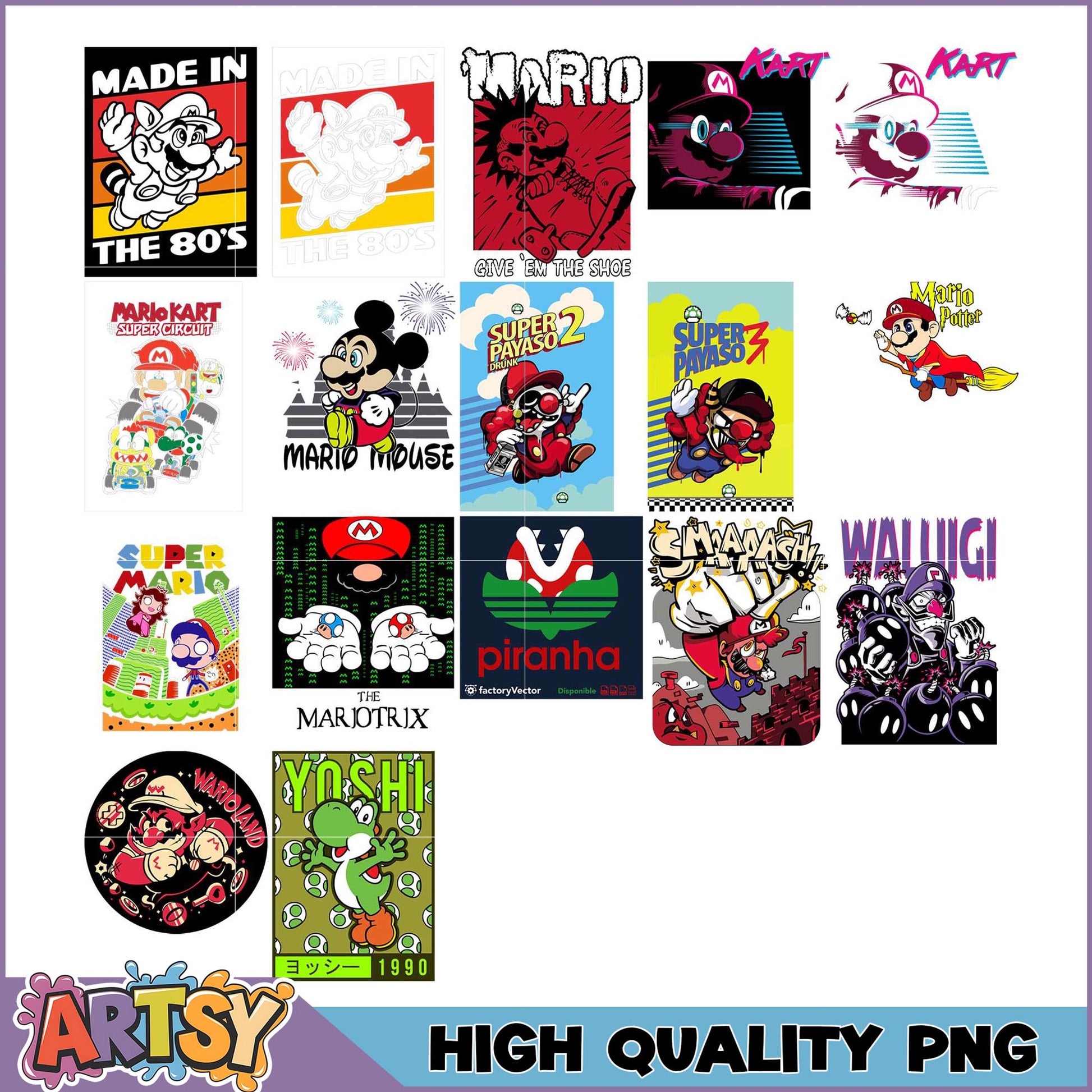 Mario PNG Bundle High-Quality Retro Designs