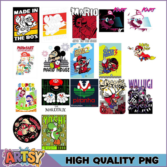 Mario PNG Bundle High-Quality Retro Designs