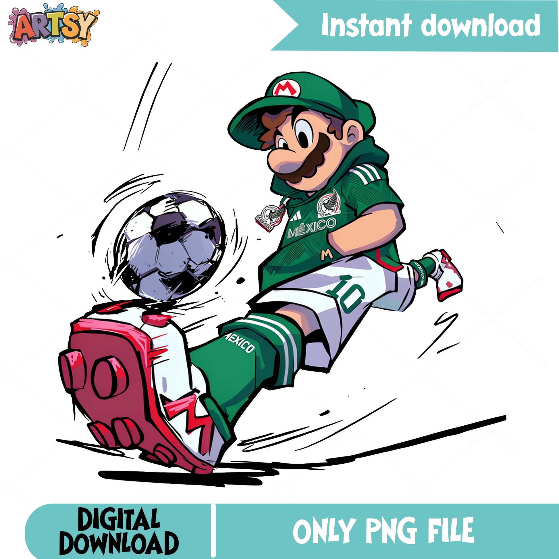 Mario Mexico Soccer PNG, Super Mario Football Clipart, Mario PNG