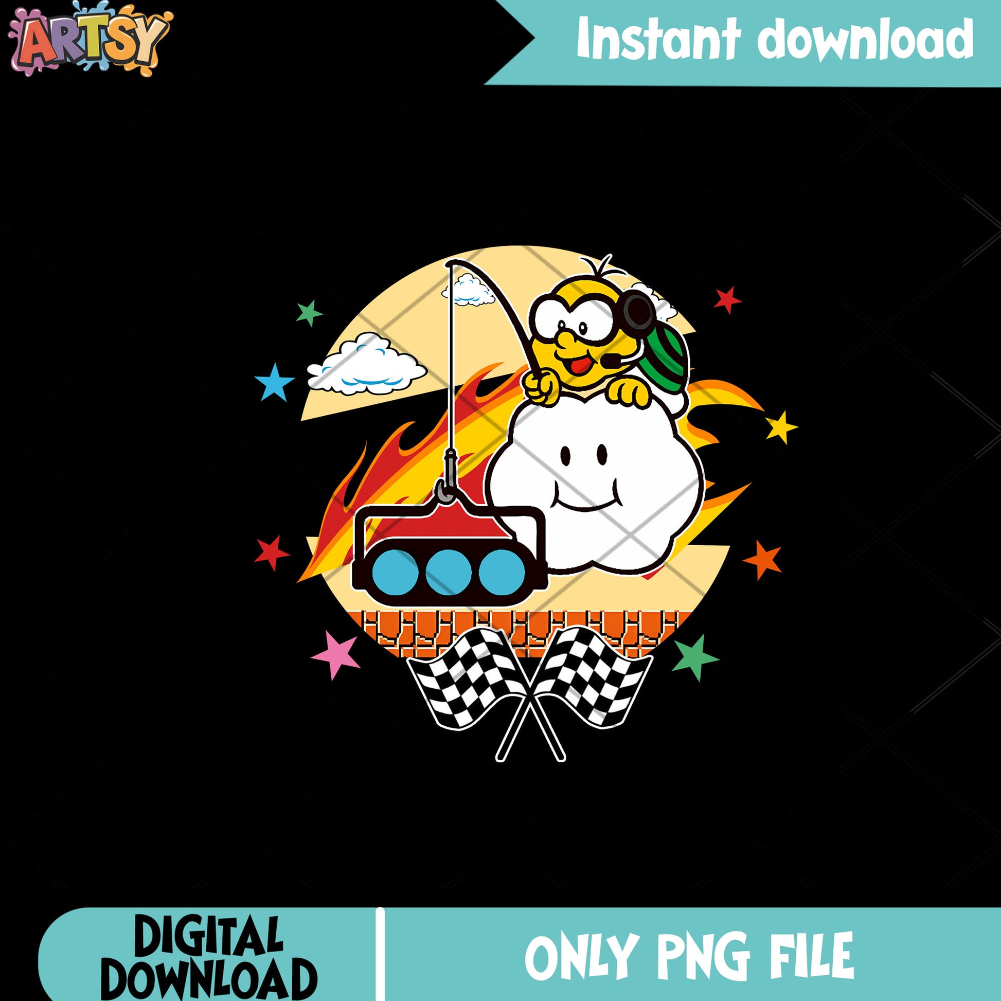 Mario lakitu racing kart png, nintendo art png, Video game png