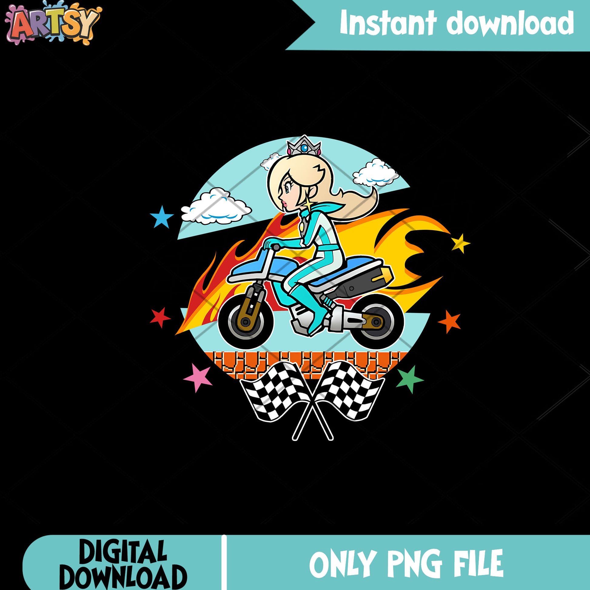 Mario rosalina fire racing png, nintendo art png, nintendo swich png