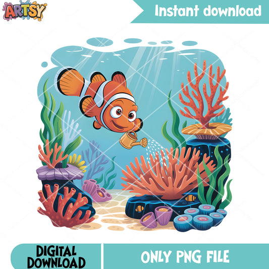 Marlin in coral png, clownfish marlin​ png, disney finding nemo​ png