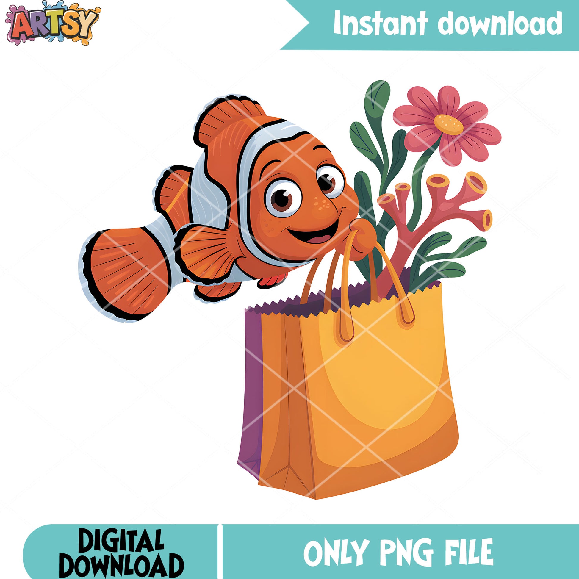 Marlin shopping some coral png, disney poster png, clownfish marlin png