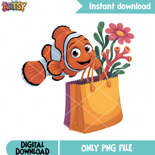 Marlin shopping some coral png, disney poster png, clownfish marlin png