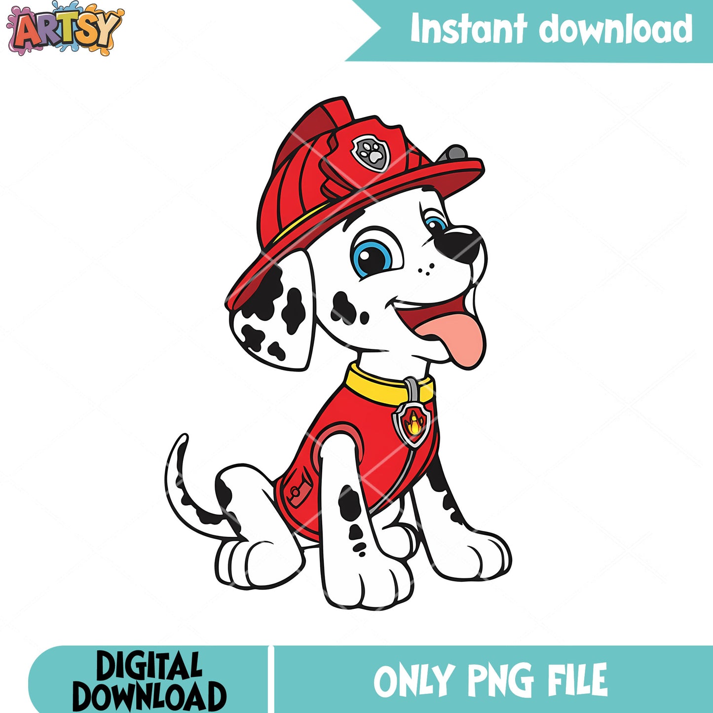 Marshal rescue dog png, cartoon for kids png, paw patrol png