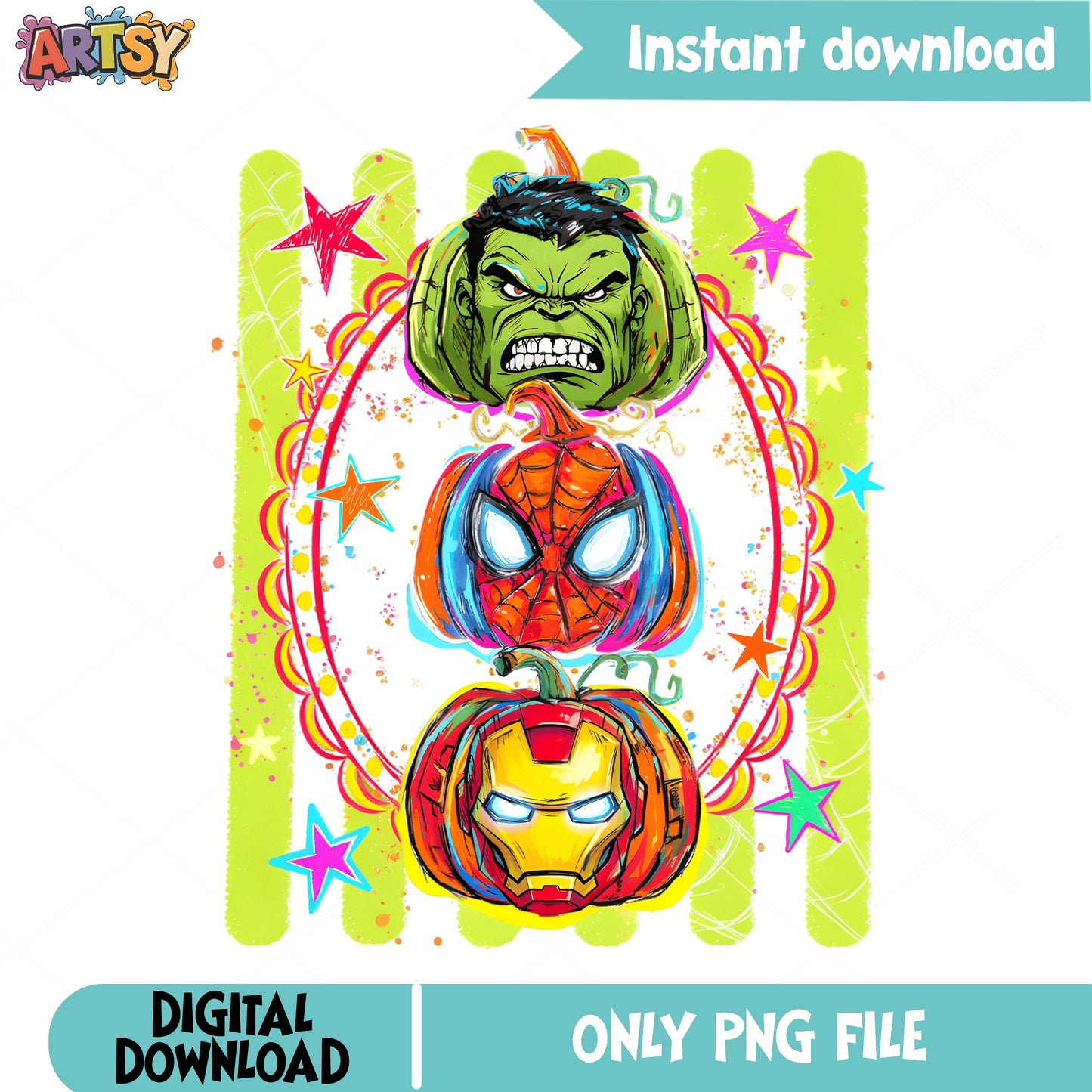 Marvel Halloween Pumpkin PNG, Superhero Halloween PNG, Avengers PNG