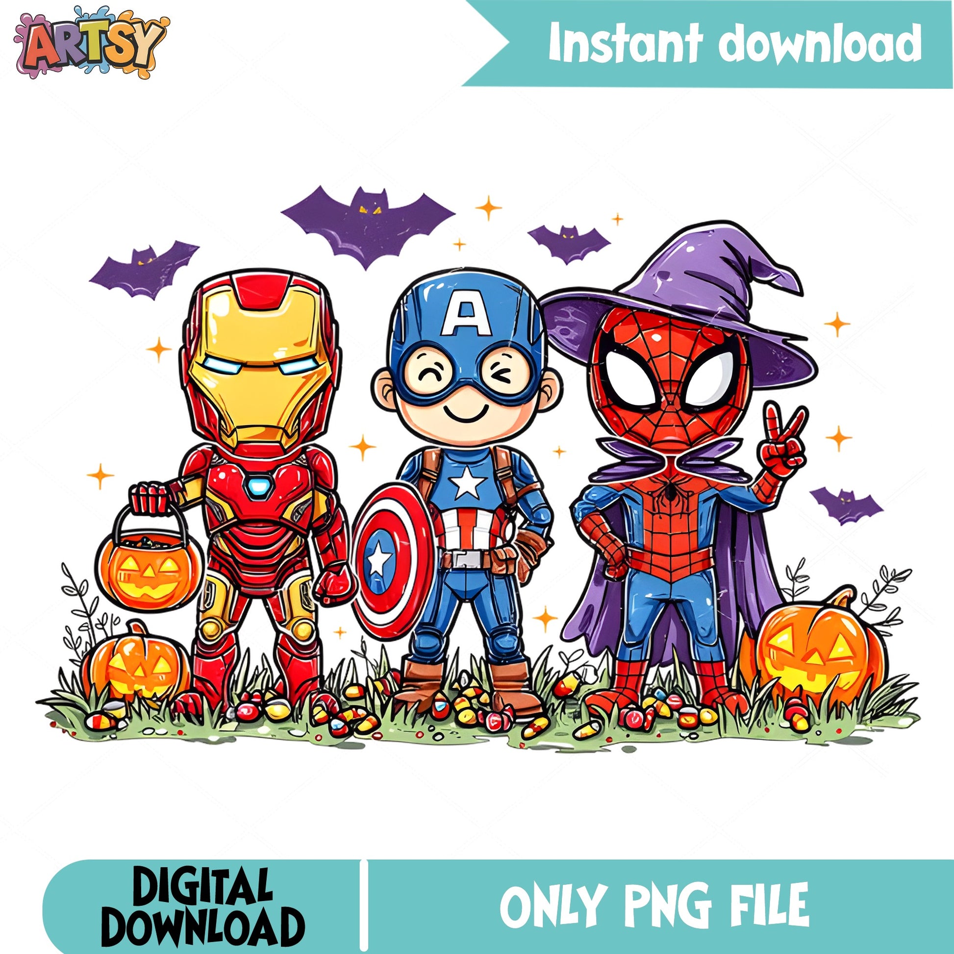 Marvel Superheroes Halloween PNG, Avengers Halloween, Trick Or Treat PNG