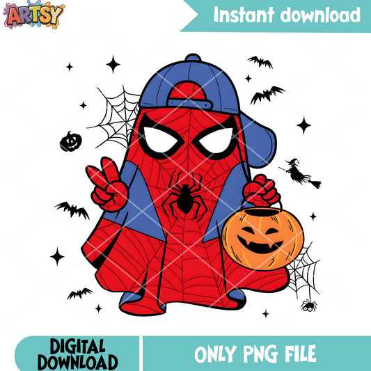 Marvel halloween png, spider man png, trick or treat night png