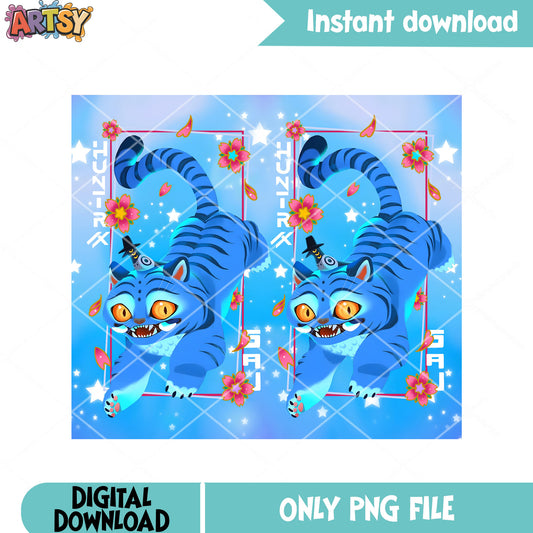 Mascot blue tiger anime png, poster blue tiger png, tiger png