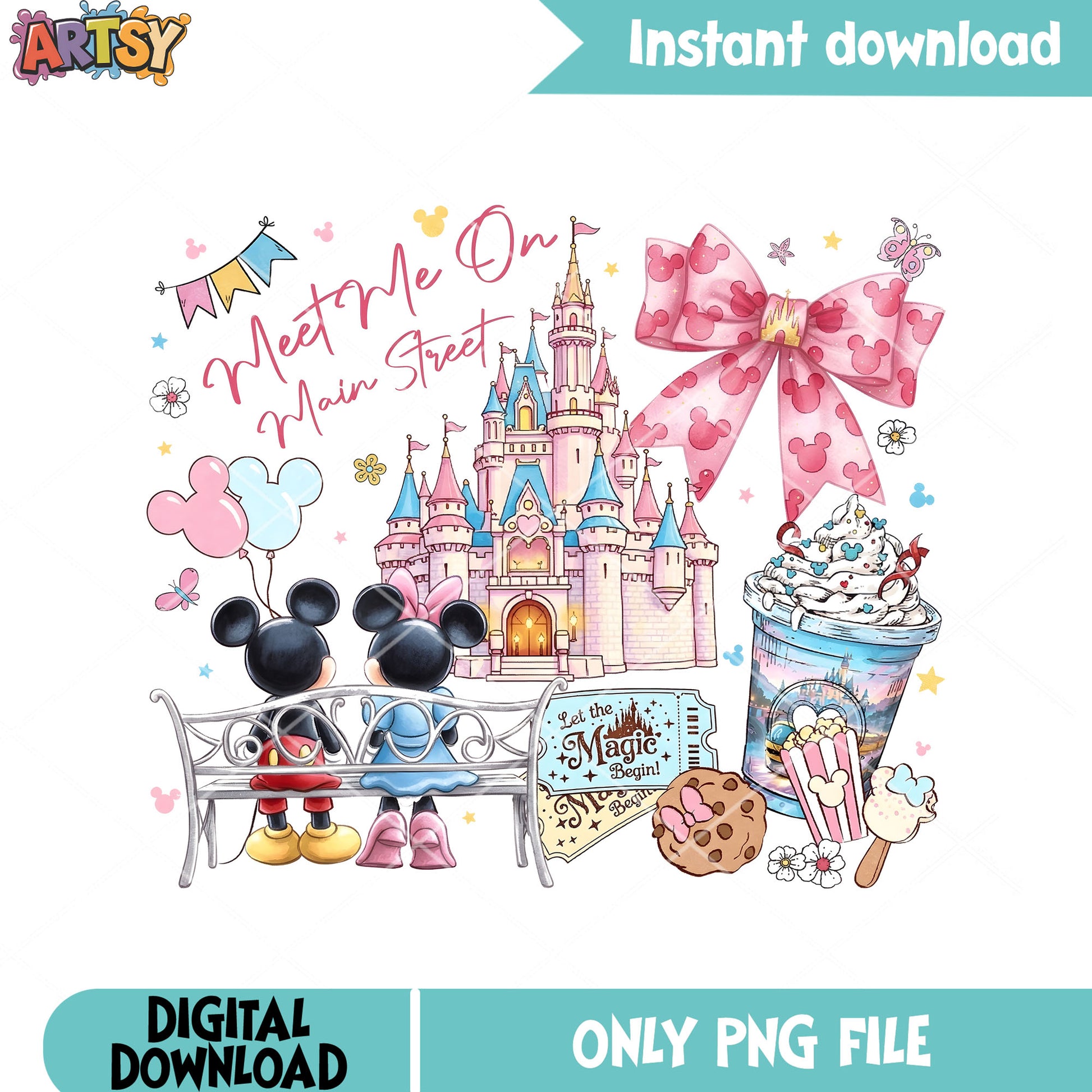 Meet me on main street png, disney world png, mickey minnie​ png